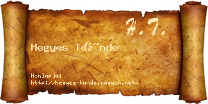Hegyes Tünde névjegykártya